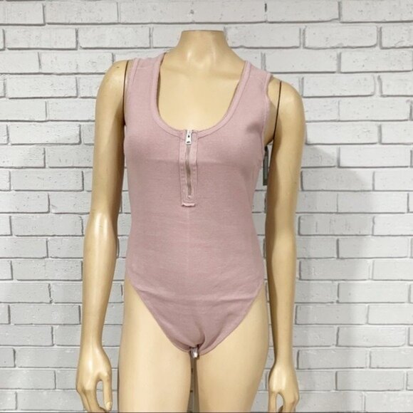 AllSaints Alysia Zip‑Front Pink Bodysuit – NWT, Fitted, Statement  Top - Picture 1 of 8